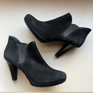 Paul Green Women US 10 UK 7.5 Black Suede Platform Ankle Boots Made in Austria